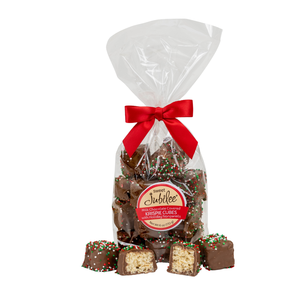 NPM Krispie Cubes with Holiday Nonpareils