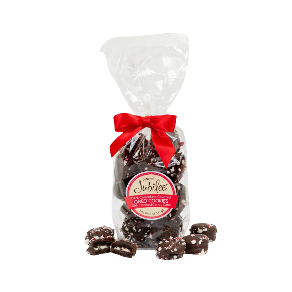 Dark Chocolate Covered Mini Oreos with Crushed Candy Cane