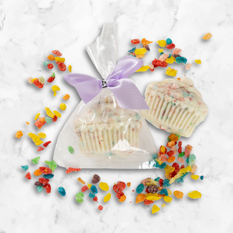 Fruity Pebble Filled White Chocolate Cupcakes