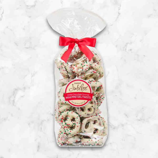 Holiday White Chocolate Covered Mini Pretzel Twists