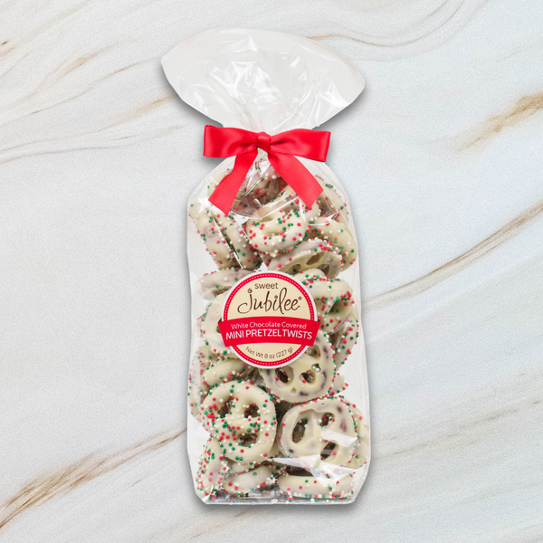 Holiday White Chocolate Covered Mini Pretzel Twists
