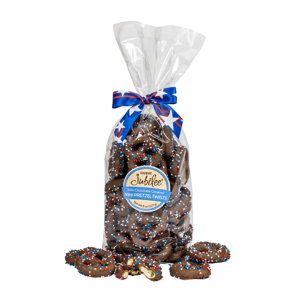Patriotic Milk Chocolate-Covered Mini Pretzel Twists