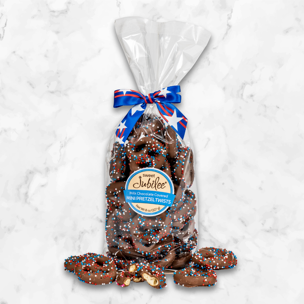 Patriotic Milk Chocolate Covered Mini Pretzel Twists
