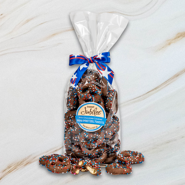Patriotic Milk Chocolate Covered Mini Pretzel Twists