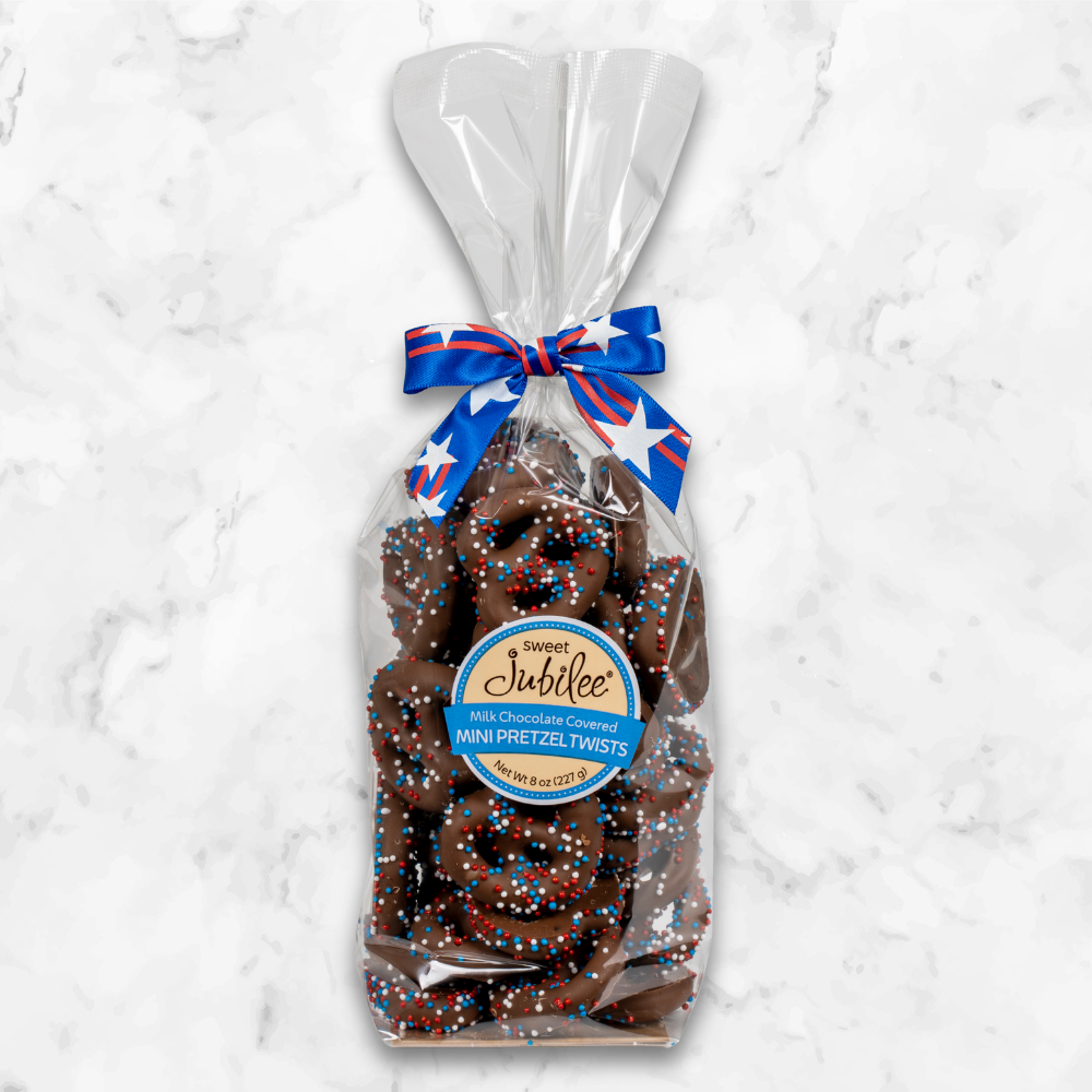 Patriotic Milk Chocolate Covered Mini Pretzel Twists