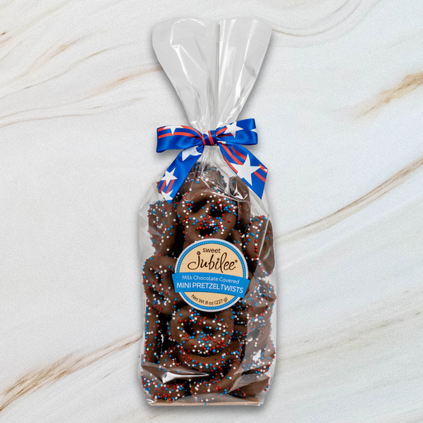 Patriotic Milk Chocolate Covered Mini Pretzel Twists
