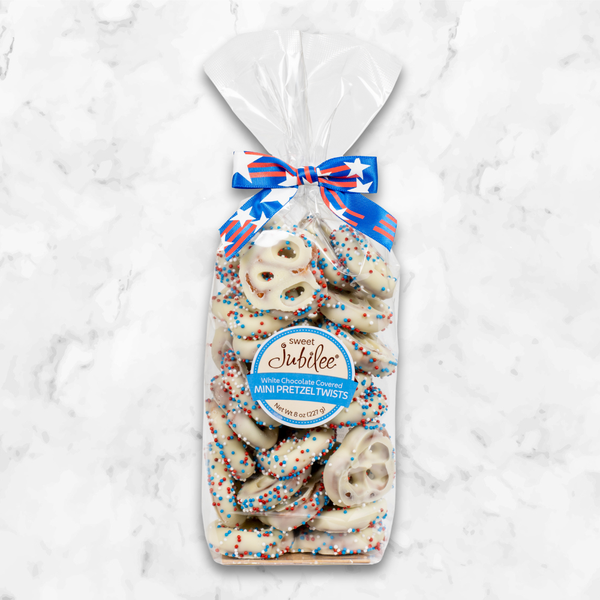 Patriotic White Chocolate Covered Mini Pretzel Twists