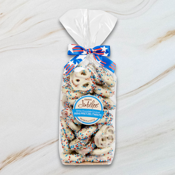 Patriotic White Chocolate Covered Mini Pretzel Twists