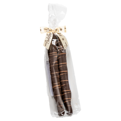 Dark Chocolate-Covered Caramel Pretzel Rods
