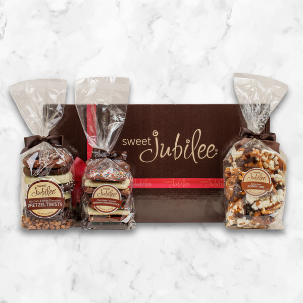 Stack Box of Chocolate Pretzels, Graham Crackers, & Brittle