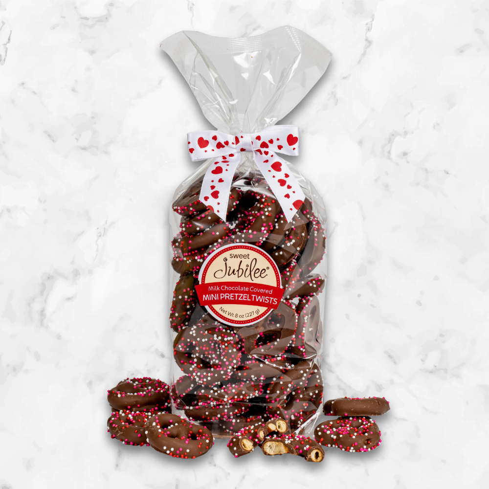 Valentine's Day Milk Chocolate Covered Mini Pretzel Twists