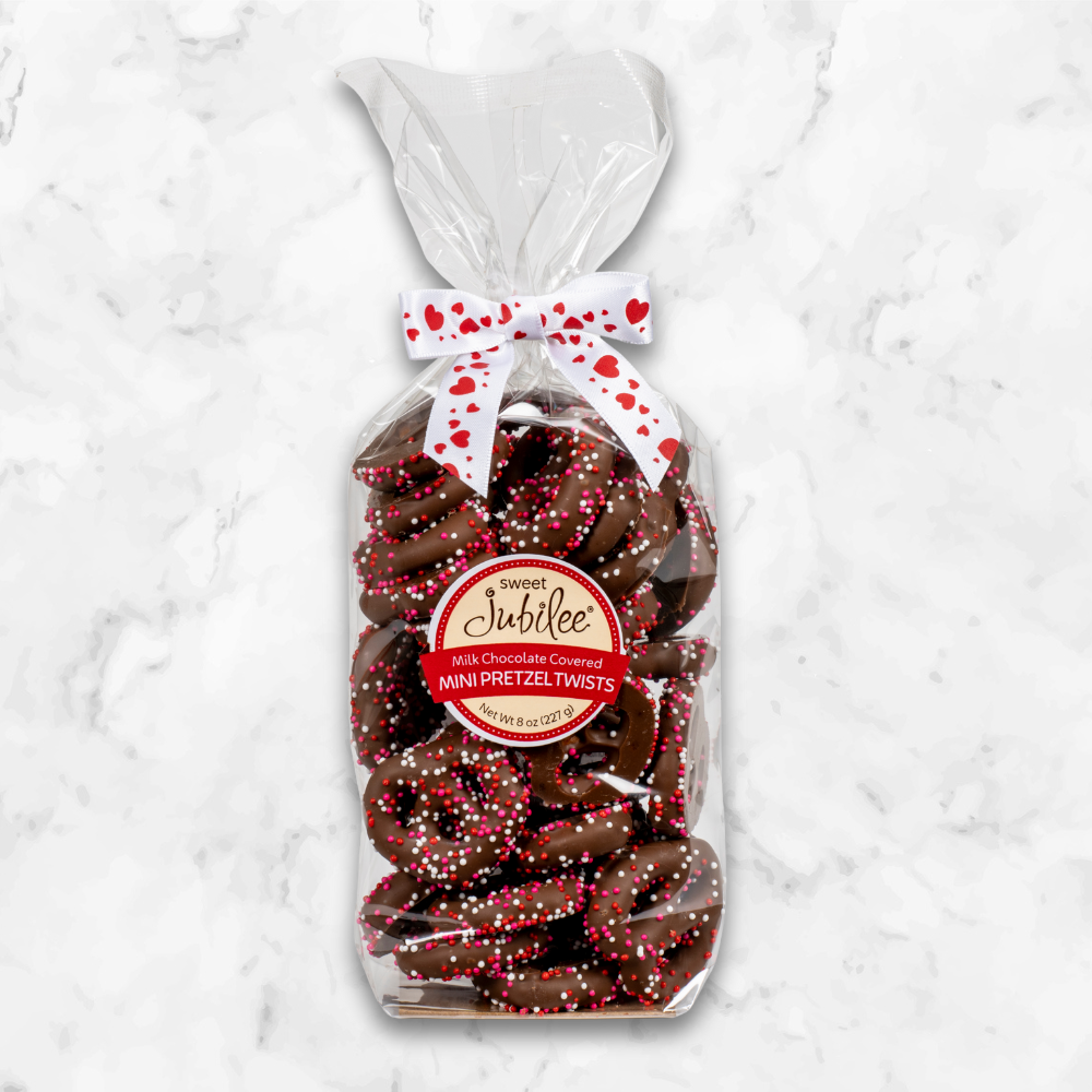 Valentine's Day Milk Chocolate Covered Mini Pretzel Twists