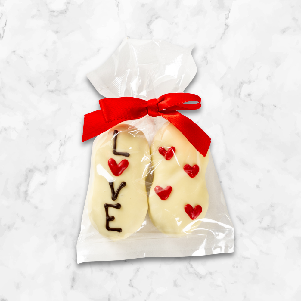Valentine's Day White Chocolate Covered Nutter Butter Cookies