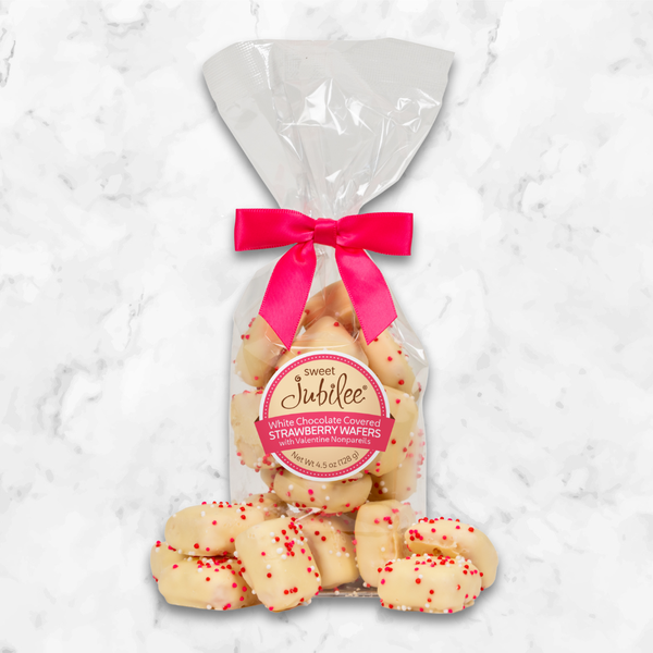 Valentine's Day White Chocolate Covered Strawberry Wafer Cookies