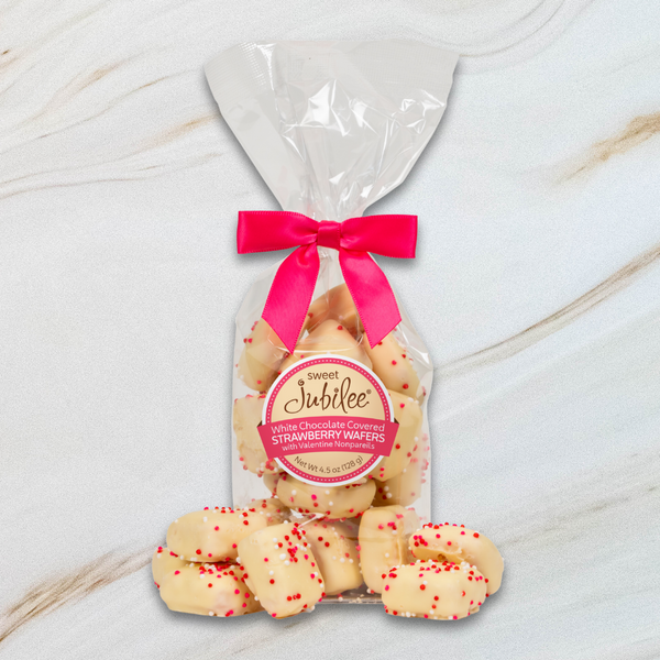 Valentine's Day White Chocolate Covered Strawberry Wafer Cookies