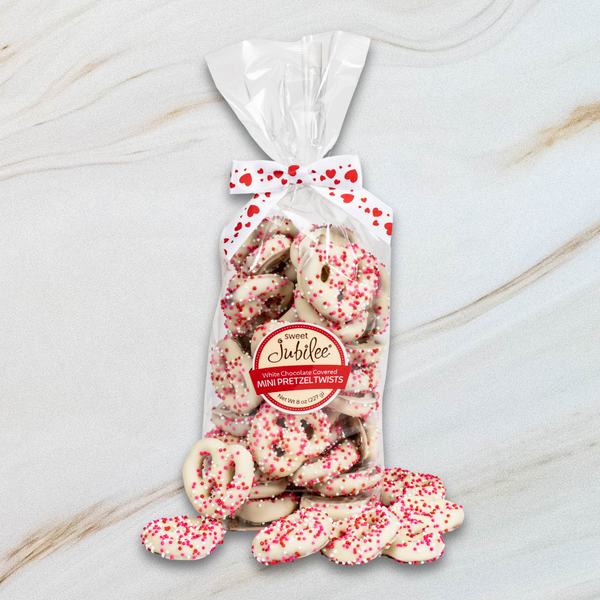 Valentine's Day White Chocolate Covered Mini Pretzel Twists