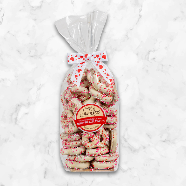 Valentine's Day White Chocolate Covered Mini Pretzel Twists