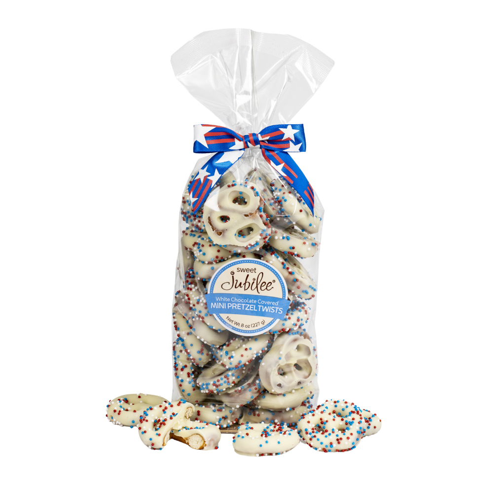 Patriotic White Chocolate-Covered Mini Pretzel Twists