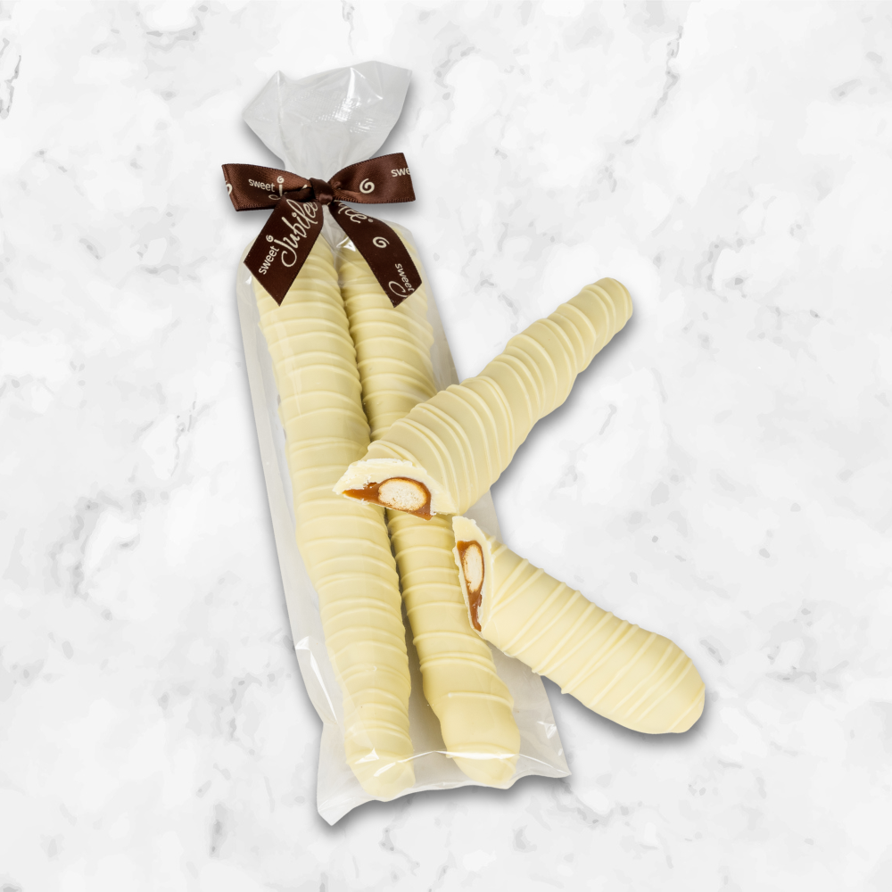 White Chocolate Covered Caramel Pretzel Rods