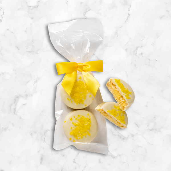 White Chocolate Covered Lemon Oreo Cookies