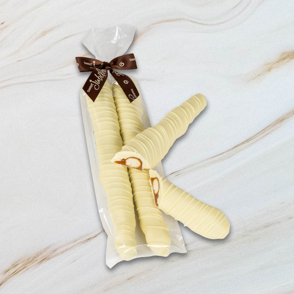 White Chocolate Covered Caramel Pretzel Rods