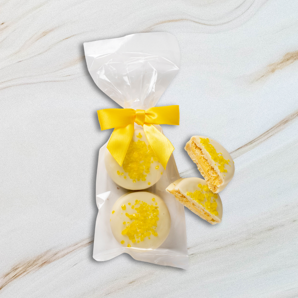 White Chocolate Covered Lemon Oreo Cookies