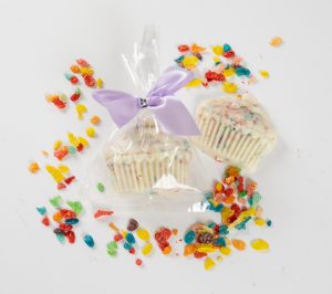 Custom white chocolates in gift bags for parties