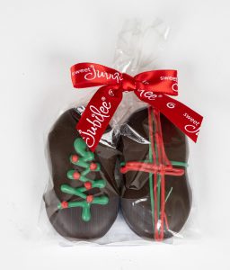 A holiday delight, hand decorated cookies in a gift bag